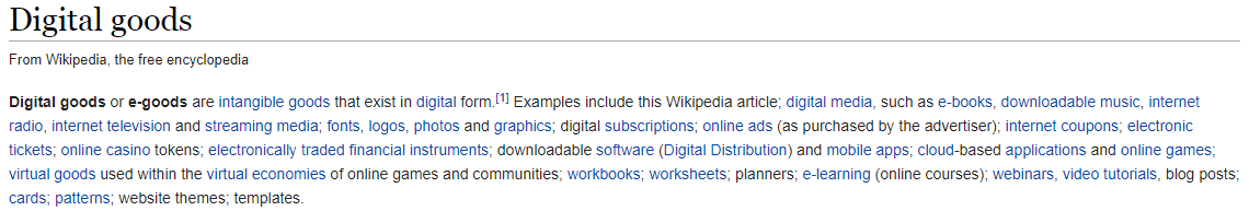 Bienes digitales según Wikipedia Bienes digitales según Wikipedia