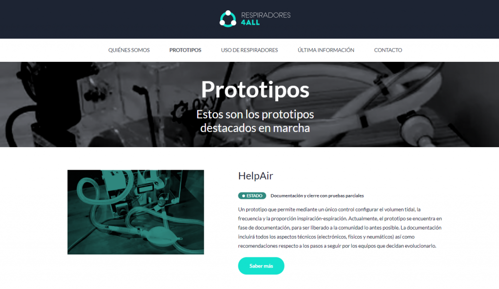 Prototipos con 3DPrinting e IoT en respiradores4all