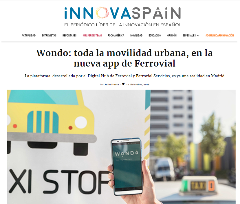 Wondo: toda la movilidad urbana, en la nueva app de Ferrovial